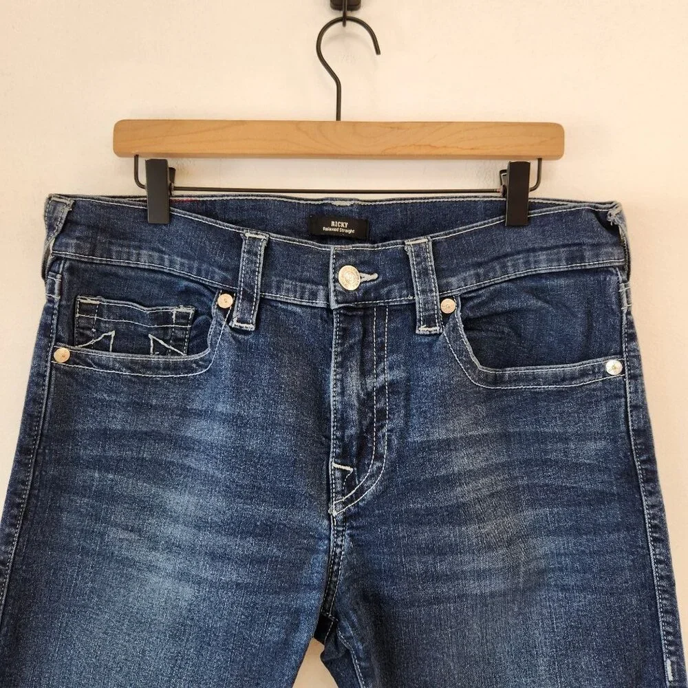 True Religion Ricky Relaxed Straight Jeans Medium Wash Denim Men's 34